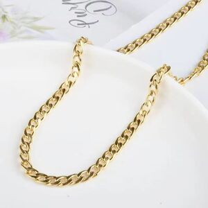 Dainty Gold Flat Curb Chain Necklace 5mm thick 20 inches long
